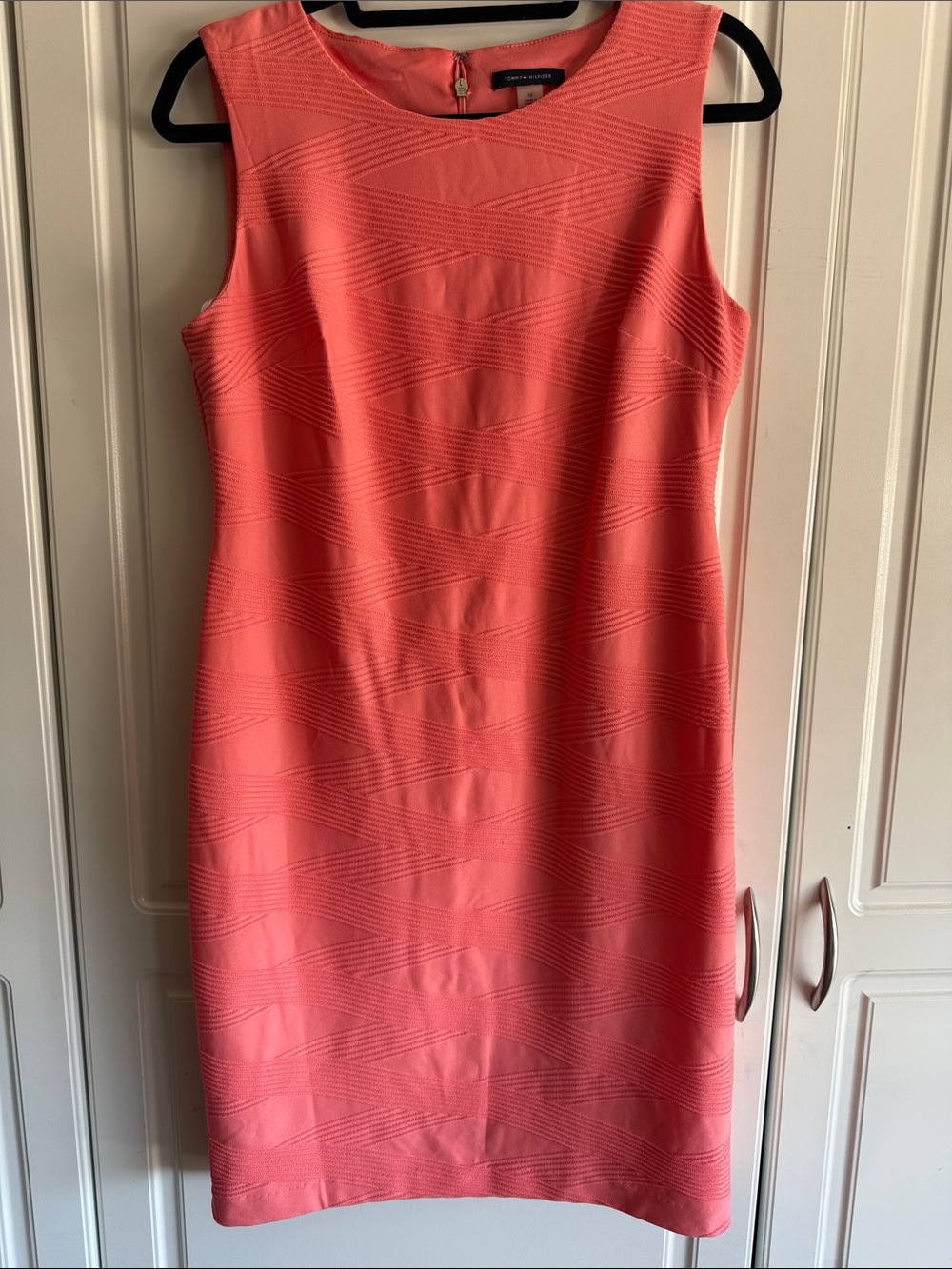 Calvin Klein Coral-Textured Sleeveless Midi Dress